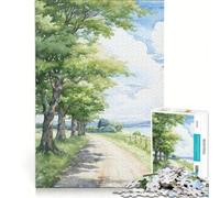 Puzzle per adulti da 1000 pezzi "Verdant Way" gioco rompicapo per divertimento in famiglia per rafforzare l'amore tra le coppie 38x26cm