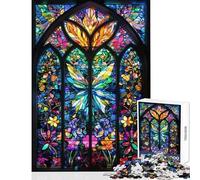 Puzzle per adulti da 1000 pezzi vetrata artistica giardino gioco pratico difficile decorazione per la casa giocattolo collezione d'artista belle arti (50x75cm)
