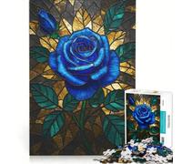 Puzzle per adulti da 1000 pezzi vetrata artistica rosa blu gioco pratico analisi e logica regalo per amici e familiari 38x52cm