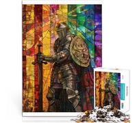 Puzzle per adulti da 1000 pezzi Vetrata del cavaliere Fatto di cartone per e da 14 anni in su Divertimento in famiglia È ideale come regalo per tutta la famiglia misurare:26x38cm