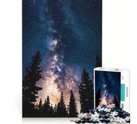 Puzzle per adulti da 1000 pezzi Via Lattea su una foresta silhouette gioco educativo per divertimento in famiglia collezione d'artista belle arti 38x26cm