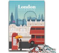 Puzzle per adulti da 1000 pezzi Viaggio a Londra Antistress Sfida difficile Rafforza l'amore tra coppie (dimensioni 38x52cm)