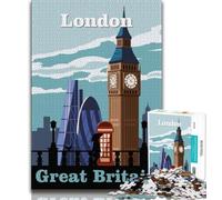 Puzzle per adulti da 1000 pezzi, Viaggio a Londra, Arte, Aiuta il cervello a esercitare i giocattoli avvincenti per coltivare la pazienza, Collezione di artisti, Belle arti (38x26cm)