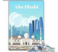 Puzzle per adulti da 1000 pezzi "Viaggio ad Abu Dhabi" Difficile da completare ma divertente e umoristico, con poster abbinato e foglio di quiz (50x75cm) 1000 pezzi