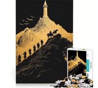 Puzzle per adulti da 1000 pezzi Viaggio in montagna verso la torre silhouette artistica gioco rilassante migliora la memoria compleanno e Natale 50x75cm
