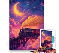 Puzzle per adulti da 1000 pezzi Viaggio in treno attraverso cieli da sogno, pezzi a incastro, gioco di logica, divertimento assicurato, regalo di compleanno (38x52cm)