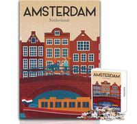 Puzzle per adulti da 1000 pezzi,viaggio nella città di Amsterdam,gioco pratico,decorazione perfetta,regali di Babbo Natale segreto,dimensioni 38x52cm