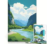 Puzzle per adulti da 1000 pezzi,viaggio tra fiume e montagna,taglio liscio,arte,gioco creativo per la mente,divertimento per il tempo libero,regalo di Natale rilassante (38x52cm)
