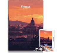 Puzzle per adulti da 1000 pezzi, Vienna Sunset Skyline, gioco di sfida unico, decorazione artistica per la casa, regalo per compleanni, dimensioni 50x75cm