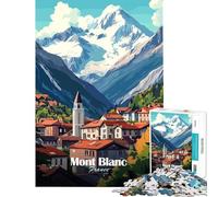 Puzzle per adulti da 1000 pezzi villaggio di montagna del Monte Bianco Divertimento a casa attività per migliorare la memoria e rilassarsi adatto a partire dai 14 anni (38x26cm)