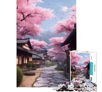 Puzzle per adulti da 1000 pezzi villaggio giapponese di giorno difficile e stimolante antistress decorazione per la casa adatto a partire dai 14 anni (38x26cm)