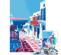 Puzzle per adulti da 1000 pezzi villaggio greco minimalismo sfida per l'intelligenza giocattolo avvincente giochi divertenti antistress regalo per donne e uomini (dimensioni 38x52cm)