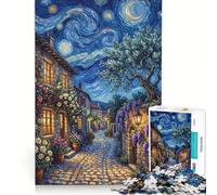Puzzle per adulti da 1000 pezzi "Villaggio Incantato Notturno", giocattolo educativo, da assemblare, con poster e foglio di curiosità abbinati 38x26cm