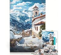Puzzle per adulti da 1000 pezzi: Villaggio innevato nella Sierra Nevada Decorazione murale Gioco per passare il tempo durante le vacanze Bellissimo gioco dal design accattivante 50x75cm