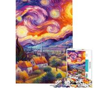 Puzzle per adulti da 1000 pezzi Villaggio nella notte stellata V Gioco interattivo un'opera d'arte compleanno e Natale (dimensioni 38x52cm)