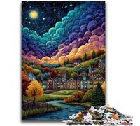 Puzzle per adulti da 1000 pezzi Villaggio sotto il cielo notturno per bambini dai 14 anni in su, giocattoli da gioco perché è l'ideale come regalo per tutta la famiglia, 50x75cm