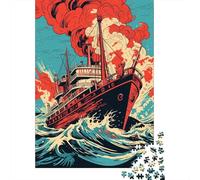 Puzzle Per Adulti Da 1000 Pezzi Vintage Ship in Stormy Seas Puzzle Per Adulti Giochi Rilassanti Vacanza A Casa Passatempo Regali Unici Per Compleanno E Natale 38x26cm/1000pcs