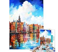 Puzzle per adulti da 1000 pezzi visita Amsterdam giochi rilassanti giocattoli educativi regalo per compleanni divertente e spiritoso (dimensioni 38x52cm)