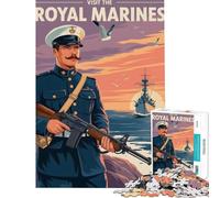 Puzzle per adulti da 1000 pezzi Visita il poster dei Royal Marines Divertimento a casa regalo di compleanno giochi rilassanti per maggiori di 14 anni Gioco di puzzle offerto (38x26cm)