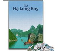 Puzzle per adulti da 1000 pezzi Visita la baia di Ha Long Gioco educativo per famiglie con pezzi completamente interconnessi di forma casuale (38x52cm) 1000 pezzi