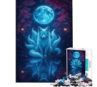 Puzzle per adulti da 1000 pezzi Volpe a nove code al chiaro di luna Una sfida impegnativa da completare ideale per il divertimento in famiglia Giochi divertenti per ragazzi dai 14 anni in su (38x26cm)