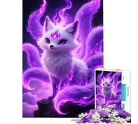 Puzzle per adulti da 1000 pezzi Volpe a nove code con fiamme viola Gioco educativo e pratico difficile e stimolante adatto a partire dai 14 anni 38x52cm
