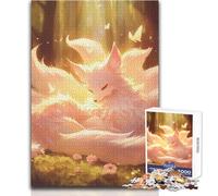 Puzzle per adulti da 1000 pezzi Volpe a nove code nella foresta Gioco di sfida unico Decorazione artistica per la casa Regalo per compleanni Dimensioni 38x26cm