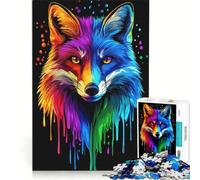 Puzzle per adulti da 1000 pezzi volpe arcobaleno pop art Fox Co gioco pratico taglio di precisione regalo di compleanno e unico 50x75cm
