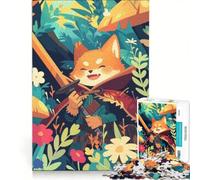 Puzzle per adulti da 1000 pezzi: Volpe avventuriera in una foresta lussureggiante, gioco educativo, impegnativo da completare, compleanni e altre occasioni 50x75cm