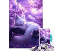 Puzzle per adulti da 1000 pezzi Volpe bianca al chiaro di luna gioco impossibile gioco educativo sfida giocattolo regalo di compleanno migliora la memoria (dimensioni 50x75cm)