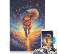 Puzzle per adulti da 1000 pezzi "Volpe celeste che corre nel cielo stellato", gioco interattivo, attività divertente da fare a casa, per rafforzare l'amore tra le coppie 38x26cm