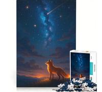 Puzzle per adulti da 1000 pezzi: Volpe che osserva il cielo notturno, giochi divertenti, gara di velocità manuale, collezione d'artista, belle arti 50x75cm