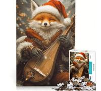 Puzzle per adulti da 1000 pezzi: Volpe che suona il liuto in inverno Giochi rilassanti e divertenti da fare in casa Attività per rafforzare l'amore tra le coppie 38x52cm