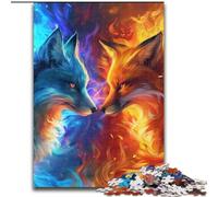 Puzzle per adulti da 1000 pezzi, Volpe di ghiaccio e di fuoco Puzzle in cartone, perfetti per adolescenti e collezionisti, ideali come decorazione per la casa e regalo da viaggio 1000 pezzi(26x38cm)