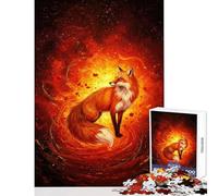 Puzzle per adulti da 1000 pezzi volpe in un vortice di fuoco arte digitale gioco rilassante sfida impegnativa giocattolo educativo compleanni e occasioni speciali (26x38cm)
