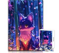 Puzzle per adulti da 1000 pezzi Volpe incantata nella foresta di bambù, tranquillo e rilassante, ideale per il tempo libero, taglio preciso, giocattolo artigianale, dimensioni 38x26cm