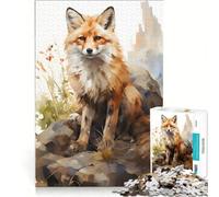 Puzzle per adulti da 1000 pezzi "Volpe sugli scogli" gioco educativo decorazione per la casa ideale per rafforzare l'amore tra le coppie 38x52cm