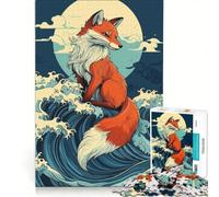 Puzzle per adulti da 1000 pezzi "Volpe sulle onde" gioco educativo decorazione per la casa ideale per rafforzare l'amore tra le coppie 50x75cm