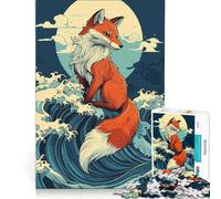 Puzzle per adulti da 1000 pezzi Volpe sulle onde gioco educativo decorazione per la casa per rafforzare l'amore tra le coppie 38x26cm