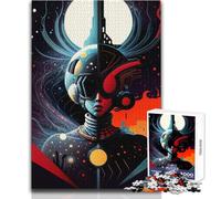 Puzzle per adulti da 1000 pezzi Volto astratto nello spazio Gioco educativo per famiglie Un'opera d'arte Regalo per compleanni Dimensioni 50x75cm