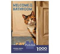 Puzzle Per Adulti Da 1000 Pezzi Welcome to The Bathroom Calico Cat Puzzle Per Adolescenti Gioco Pratico Decorazione Per La Casa Regali Di Natale E Compleanno 70x50cm/1000pcs