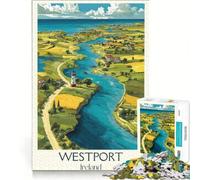 Puzzle per adulti da 1000 pezzi Westport Ireland Poster | 38x52cm Regali educativi difficili per l'apprendimento per amici e familiari