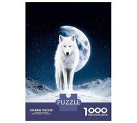 Puzzle Per Adulti Da 1000 Pezzi White Wolf Under The Winter Moon Puzzle Per Adolescenti Giochi Per Famiglie Assemblaggio Di Modelli Attività Divertenti A Casa 70x50cm/1000pcs