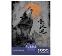 Puzzle Per Adulti Da 1000 Pezzi Wolf Howling at Moon Digital Art Puzzle Per Adulti Gioco Rompicapo Vacanza A Casa Passatempo Interazione Genitore-figlio 52x38cm/1000pcs