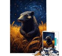 Puzzle per adulti da 1000 pezzi Wolverine in un campo dorato sotto un cielo stellato Gioco divertente per adulti perfetto come decorazione regalo di Natale o di compleanno (dimensioni 38x26cm)