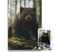 Puzzle per adulti da 1000 pezzi, Wolverine peloso nella foresta, tranquillo e rilassante, ideale per il tempo libero, taglio preciso, giocattolo artigianale, dimensioni 38x52cm