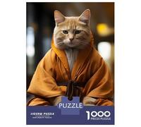 Puzzle Per Adulti Da 1000 Pezzi Zen Cat Monk Puzzle Per Adulti Gioco Rompicapo Migliora La Memoria Divertimento Attività A Casa, 38x26cm/1000pcs