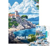 Puzzle per adulti da 1000 pezzi Zlatni Rat Croazia Puzzle da 1000 pezzi Giocattolo fai da te Migliora la memoria compleanno e Natale (38x52cm)