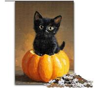 Puzzle per adulti da 1000 pezzi, zucca, gatto nero, gioco a quiz per migliorare l'amore tra coppie dai 14 anni in su (dimensioni 26x38cm)