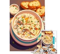 Puzzle per adulti da 1000 pezzi zuppa cremosa di frutti di mare con pane giochi rilassanti sfida per l'intelligenza giocattoli che creano dipendenza ottimo regalo attività per la famiglia (38x26cm)
